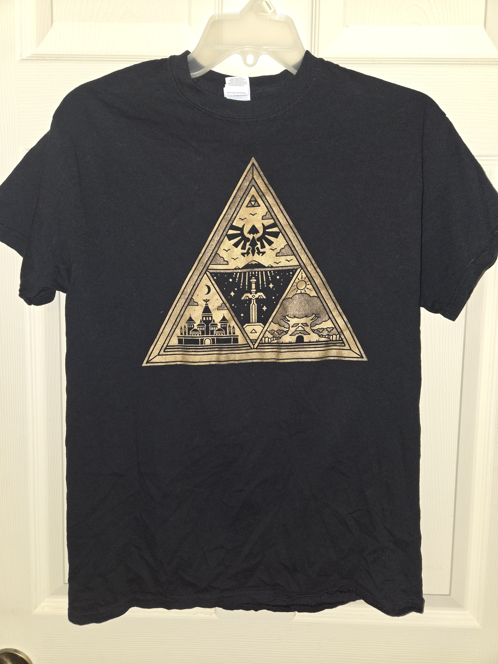 Gildan Black Short-Sleeve Tee with Gold Triforce Graphic